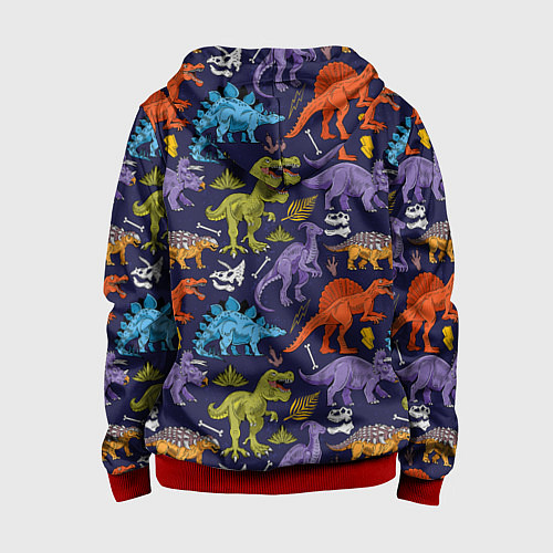 Детская толстовка на молнии Мультяшные динозавры / 3D-Красный – фото 2