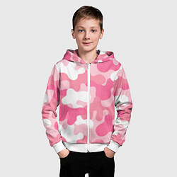 Толстовка на молнии детская Камуфляж розовый, цвет: 3D-белый — фото 2