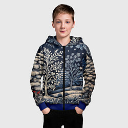 Толстовка на молнии детская Ледяные узоры нового года, цвет: 3D-синий — фото 2
