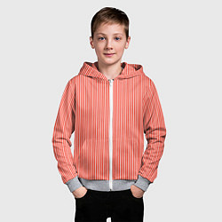 Толстовка на молнии детская Красно-белая вертикальная полоса, цвет: 3D-меланж — фото 2