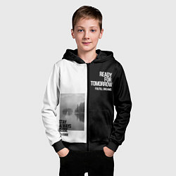 Толстовка на молнии детская Чёрно белый Stay always close be a guide мечты, цвет: 3D-черный — фото 2