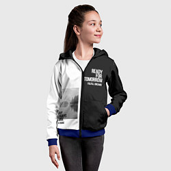 Толстовка на молнии детская Чёрно белый Stay always close be a guide мечты, цвет: 3D-синий — фото 2