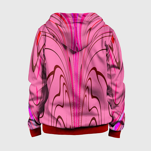 Детская толстовка на молнии Плавные линии на розовом фоне / 3D-Красный – фото 2