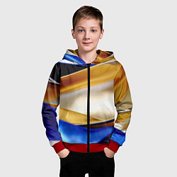 Толстовка на молнии детская Белая желтая синяя абстракция, цвет: 3D-красный — фото 2