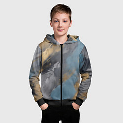 Толстовка на молнии детская Мазки краски - нейросеть, цвет: 3D-черный — фото 2