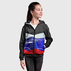 Толстовка на молнии детская Стёганные ромбы: русский хакер, цвет: 3D-черный — фото 2