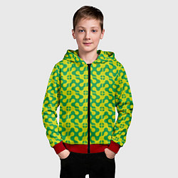 Толстовка на молнии детская Паттерн из трансформированных геометрических фигур, цвет: 3D-красный — фото 2