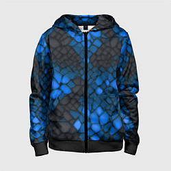 Толстовка на молнии детская Синий трескающийся камень, цвет: 3D-черный