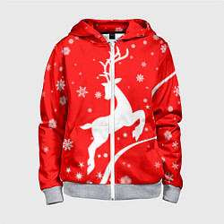 Толстовка на молнии детская Christmas deer, цвет: 3D-меланж
