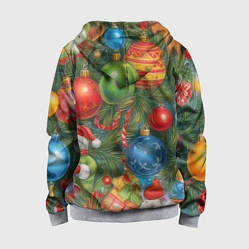 Детская толстовка на молнии Новогодний принт на елке / 3D-Меланж – фото 2