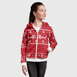 Толстовка на молнии детская Новогодний свитер с драконами, цвет: 3D-белый — фото 2