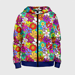 Толстовка на молнии детская Floral multicolour, цвет: 3D-синий