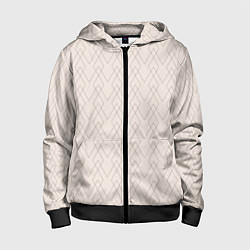 Толстовка на молнии детская Бежевый геометричные линии, цвет: 3D-черный