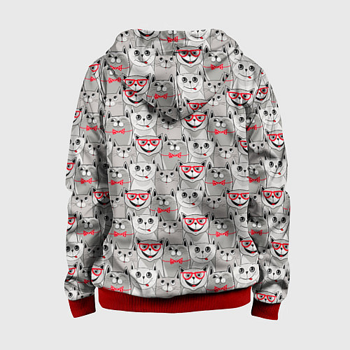 Детская толстовка на молнии Серые коты / 3D-Красный – фото 2
