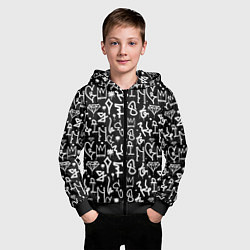 Толстовка на молнии детская Черно белые каракули паттерном, цвет: 3D-черный — фото 2