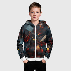 Толстовка на молнии детская Темные абстрактные кубы, цвет: 3D-белый — фото 2