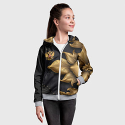 Толстовка на молнии детская Золотой герб России, цвет: 3D-меланж — фото 2