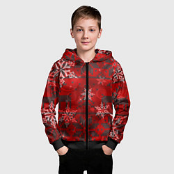 Толстовка на молнии детская Рождественские узоры снежинки, цвет: 3D-черный — фото 2