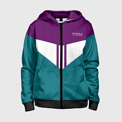 Толстовка на молнии детская FIRM темная сирень и бирюза, цвет: 3D-черный
