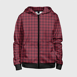 Детская толстовка на молнии Тёмно-красный клетчатый