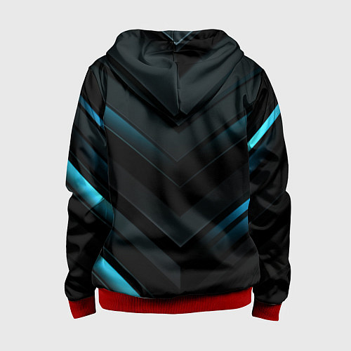 Детская толстовка на молнии Синее неоновое свечение геометрическая темная абст / 3D-Красный – фото 2