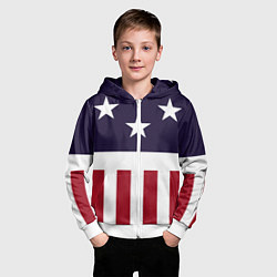 Толстовка на молнии детская Флаг Америки, цвет: 3D-белый — фото 2