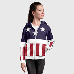 Толстовка на молнии детская Флаг Америки, цвет: 3D-белый — фото 2