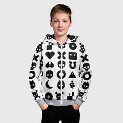 Толстовка на молнии детская Love death robots pattern white, цвет: 3D-меланж — фото 2