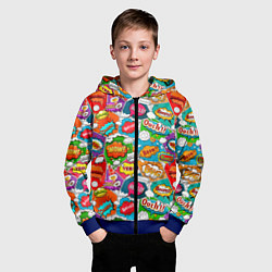 Толстовка на молнии детская Bang Boom Ouch pop art pattern, цвет: 3D-синий — фото 2