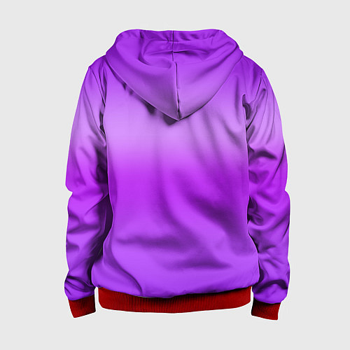 Детская толстовка на молнии Яркий сиреневый градиент / 3D-Красный – фото 2