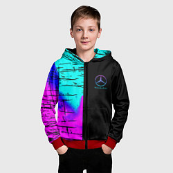 Толстовка на молнии детская Mercedes benz неон текстура, цвет: 3D-красный — фото 2