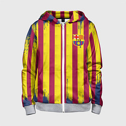 Толстовка на молнии детская Полосатые цвета футбольного клуба Барселона, цвет: 3D-меланж