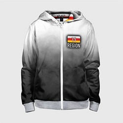 Толстовка на молнии детская 15 регион на спине, цвет: 3D-меланж