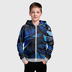 Толстовка на молнии детская Синие объемные геометрические объекты, цвет: 3D-меланж — фото 2