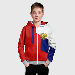 Толстовка на молнии детская Спортивная текстура герб России, цвет: 3D-меланж — фото 2