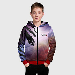 Толстовка на молнии детская Масс эффект вторжение, цвет: 3D-красный — фото 2