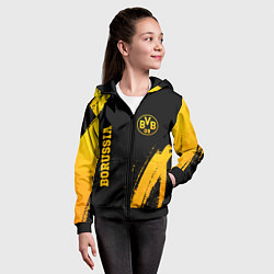 Толстовка на молнии детская Borussia - gold gradient вертикально, цвет: 3D-черный — фото 2