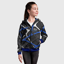 Толстовка на молнии детская Subaru - 3D texture, цвет: 3D-синий — фото 2
