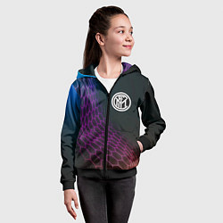 Толстовка на молнии детская Inter футбольная сетка, цвет: 3D-черный — фото 2