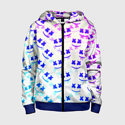 Толстовка на молнии детская Marshmello pattern neon, цвет: 3D-синий