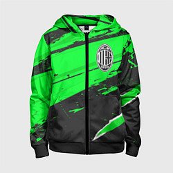 Толстовка на молнии детская AC Milan sport green, цвет: 3D-черный