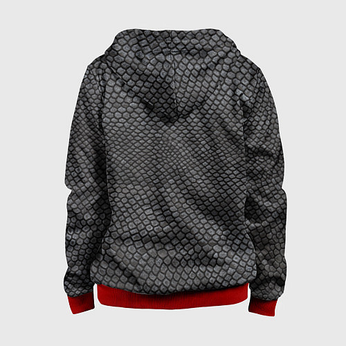 Детская толстовка на молнии Текстура змеиная кожа / 3D-Красный – фото 2