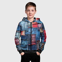 Толстовка на молнии детская Джинсовая форма электрика, цвет: 3D-черный — фото 2
