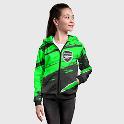 Толстовка на молнии детская Arsenal sport green, цвет: 3D-черный — фото 2