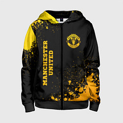 Толстовка на молнии детская Manchester United - gold gradient вертикально, цвет: 3D-черный