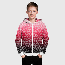Толстовка на молнии детская Крупная мозаика розовый градиент, цвет: 3D-белый — фото 2