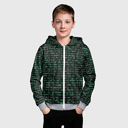 Толстовка на молнии детская Мозаика тёмно-зелёный, цвет: 3D-меланж — фото 2