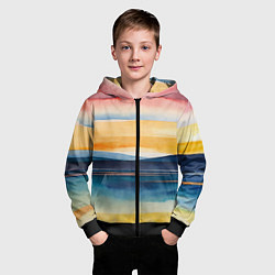 Толстовка на молнии детская Акварельный бриз, цвет: 3D-черный — фото 2