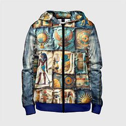 Толстовка на молнии детская Пэчворк из Египта, цвет: 3D-синий