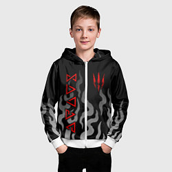 Толстовка на молнии детская Ведьмак- языки пламени, цвет: 3D-белый — фото 2